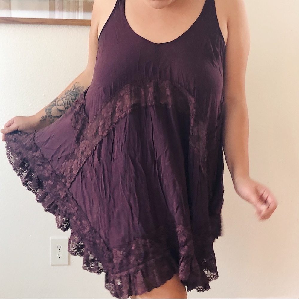 Trapeze shirt dress with lace detail